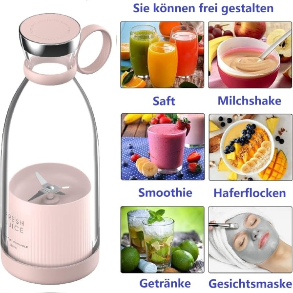 Bærbar Blender, Personlig Mini Juice Blender, USB Smoothie Blender