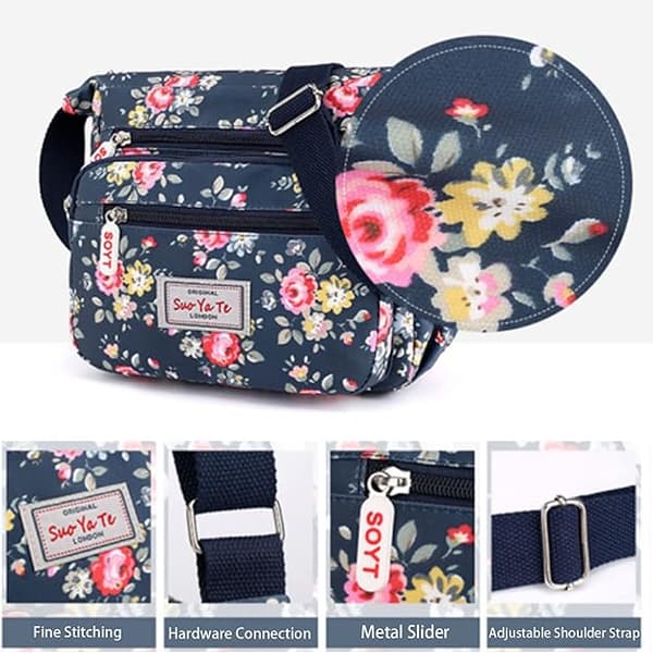 Dam Multi-Pocket Casual Crossbody Handväskor Vattentäta Axelväskor i Nylon