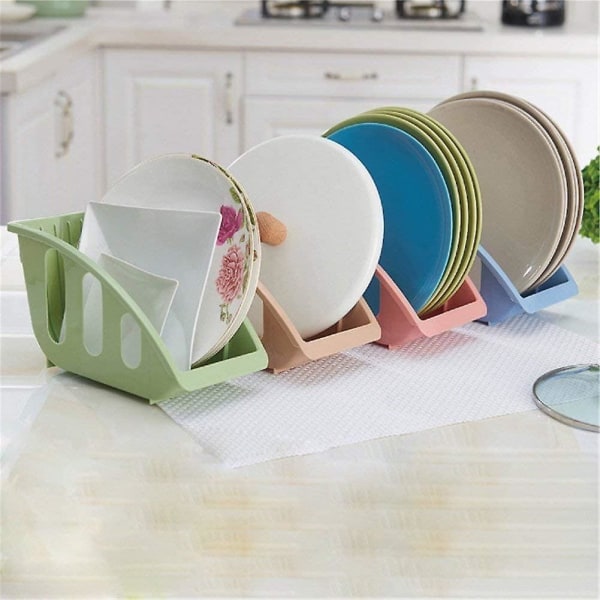 Set med 4 plastdiskställ för kök, tallrikar, grytlock, diskställ, arrangör, diskställ för köksskåp