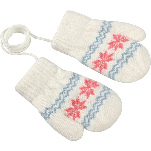 Baby och småbarn varma vantar magiska stretchvantar handskar på snöre pojkar flickor stickade vantar tjock fleecefoder nyfödda vantar helfingerhandskar