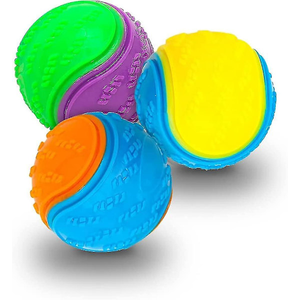 3 stk. Squeaky Dog Ball, Scooby Doo Dog Ball Legetøj Tænder Rengøring Hvalp Interaktivt Tygge Slidstærkt Legetøj