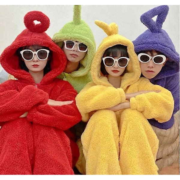 Teletubbies Cosplay Kostymer för Vuxna Unisex, Disi Onesies Lala Cosplay Pyjamas Djursovkläder Jumpsuit Kostym Yellow M