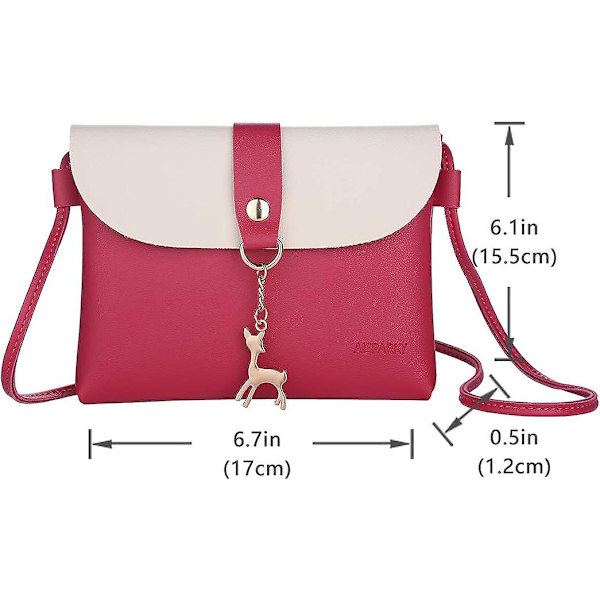 Liten crossbody-väska för flickor i PU-läder, axelväska, handväska, crossbody-väska, presenter till tonårsflickor big rose Red