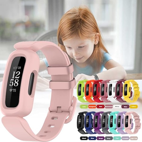 Remme til Fitbit Ace 3 til børn, bløde silikone vandtætte armbånd tilbehør sportsurrem udskiftning til Fitbit Inspire 2/Ace 3 Light pink