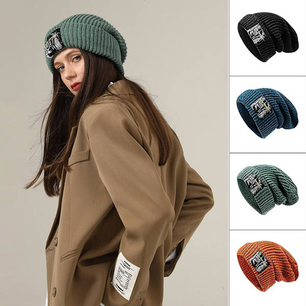 Niche-stofmærke strikket hue varm beanie hue all-match til gadeskydning Gray