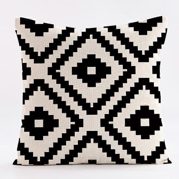 Sæt med 4 sorte geometriske dekorative pudebetræk 40x40cm Ideel til terrasse, have, bænk, sofapynt, sengetøj