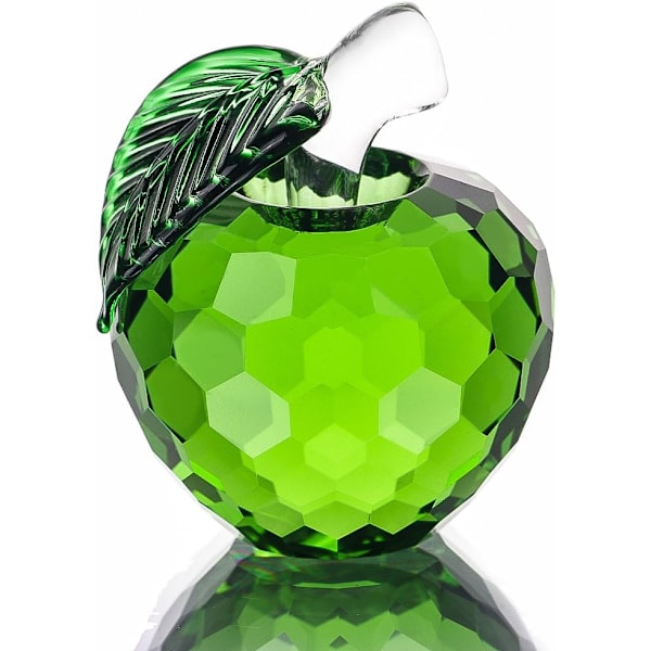 Krystalæble Papirvægt Kunst Glas Frugt Samleobjekt Figur, Hjem Bryllupsdekorationer, Grønt Æble 40mm