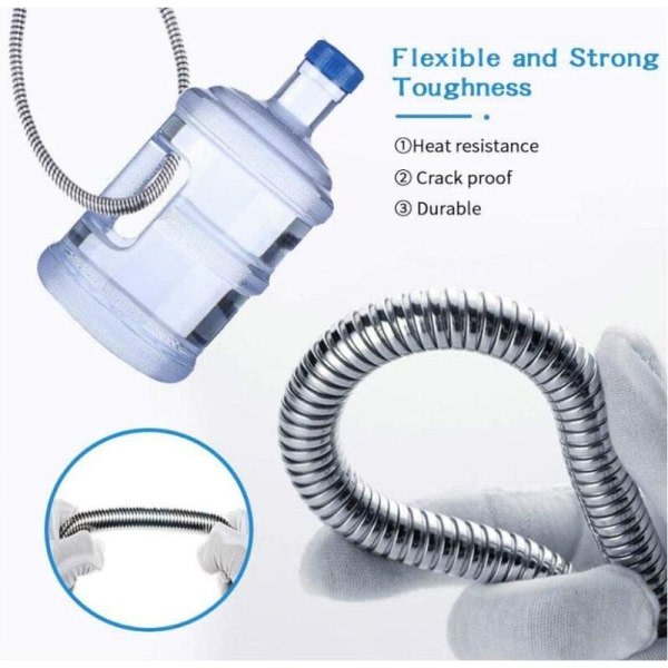 Brusehovedslange 5M ekstra lang brusehovedslange i rustfrit stål, med massiv messingforbindelse, universel, anti-burst, kromfinish.(500 cm)