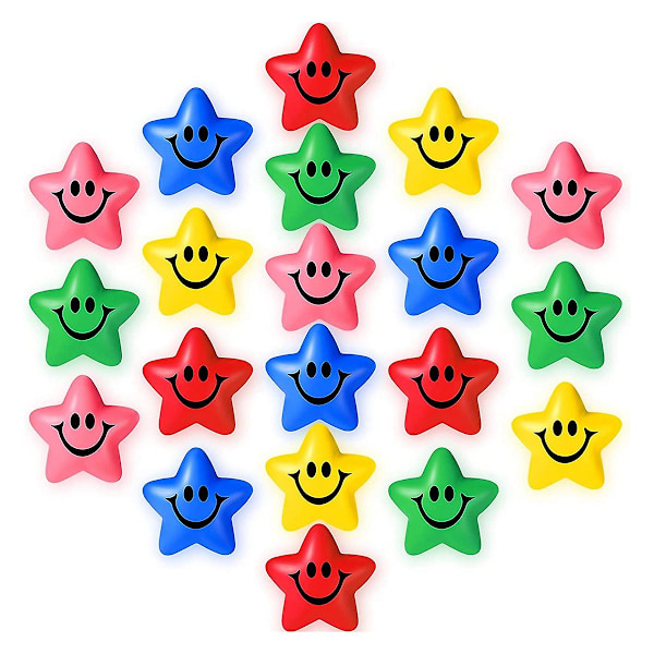 20 stk Stjernesmil Ansikts Stressballer Stjerne Mini Skumball Smil Ansikt Leker Mini Stressavlastning Sta