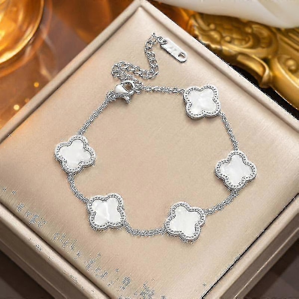 Fyrklöver Smycken, Armband i Titanstål white