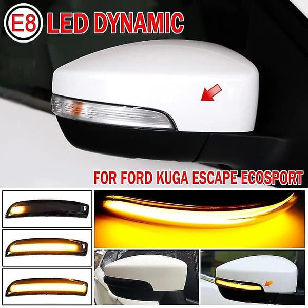 2 stk. Dynamiske Blinker LED Blinklys Røykfylte Flytende Sidespeillys Indikator For Ford Kuga Ecosport 2013-2018