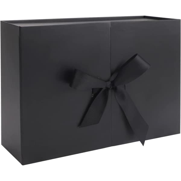 Lyxig presentask med band och lock 26,5x19x8cm Svart