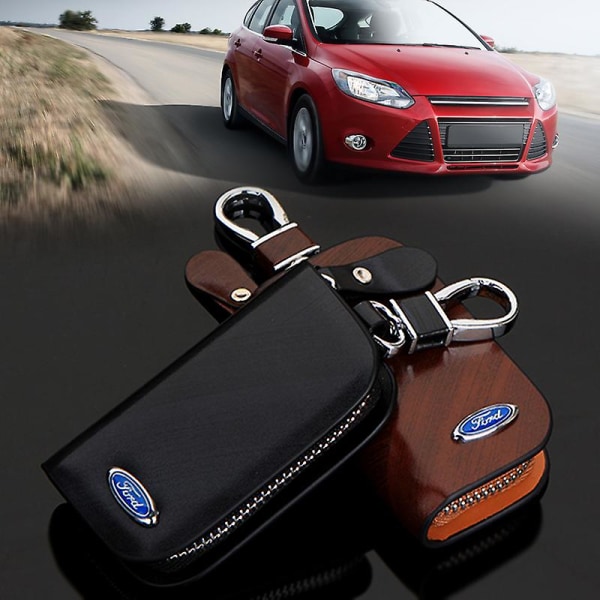 Leather Ford Keyfob Keychain Key Case Wallet Bag Remote Control Case Cover Coin Holder Zipper Bag Charm