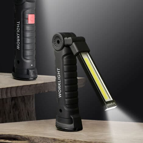 Stor USB magnetisk LED-lommelykt, multifunksjonell, sterkt varsellys, arbeidslys for bilreparasjon