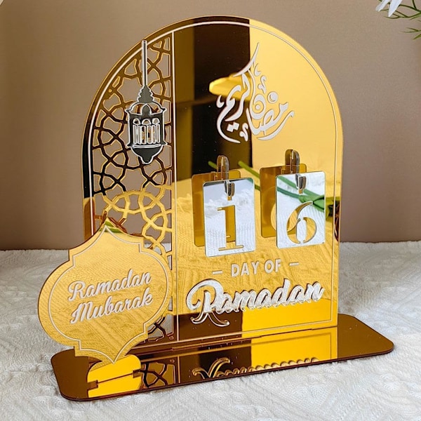 Ramadanin akryylinen adventtikalenteri 30 päivän Ramadanin lähtölaskentakalenteri DIY Eid Mubarak -koristeet Ramadan-juhlat Islamilaiset muslimitarvikkeet-B