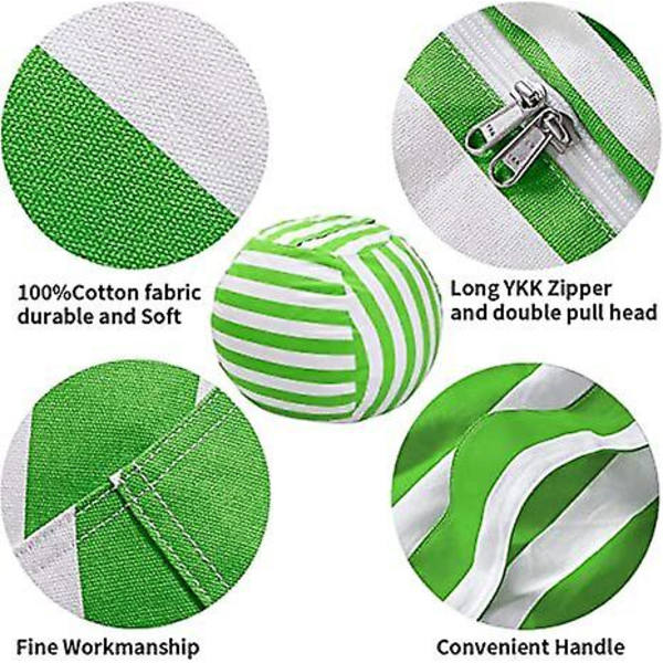 Oppbevaringssekk for kosedyr - Bean Bag-stoltrekk for barn 24 inches Green lines