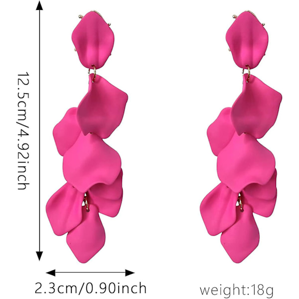 Akryl Rose Petal Øredobber Dangle Overdrevne Blomster Øredobber Drop Floral Duske Øredobber Rose Red