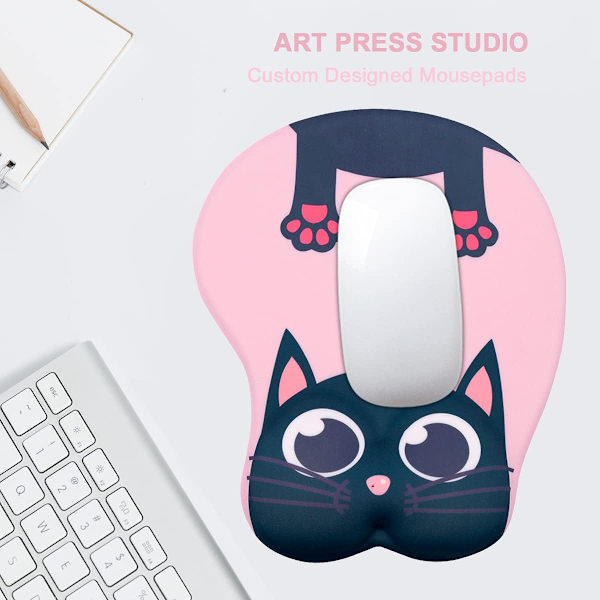 Söt musmatta Ergonomisk musmatta med handledsstöd, Gelmusmatta med halkfri silikonbas, Datormusmatta Spelmusmatta(Cat Star Man)