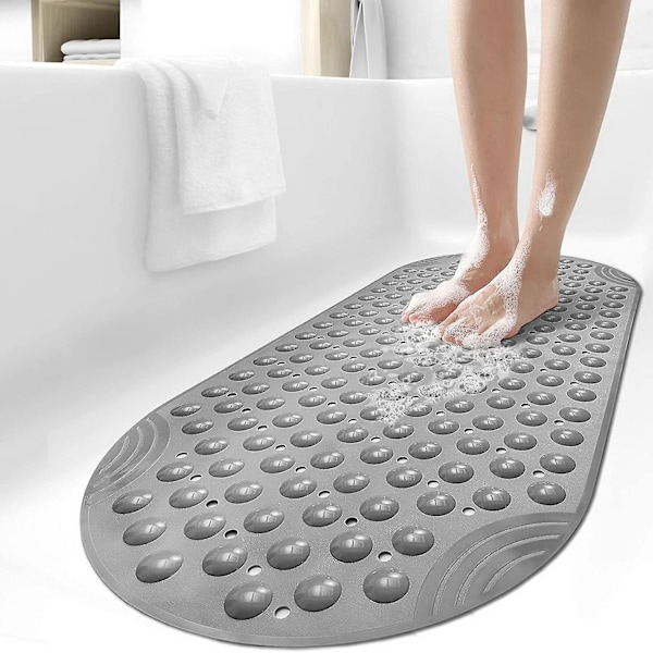 Anti-skrid Badekar Måtte med Massage Tekstur Stærke Sugekopper Lugtfri Fade-Resistent Brusefod Grey