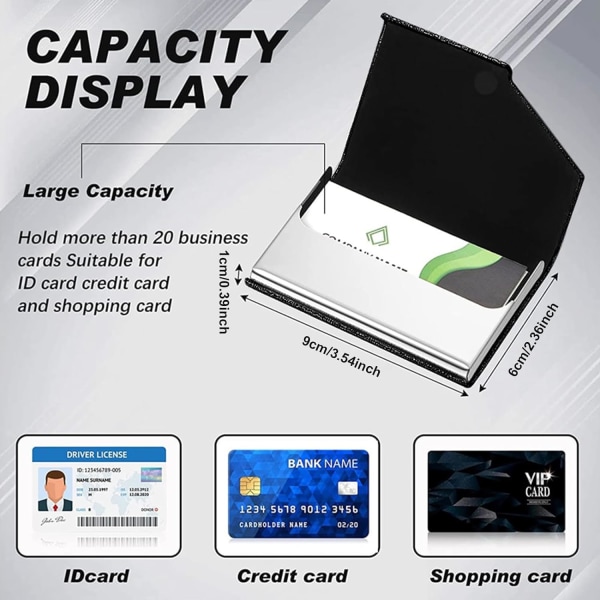 Käyntikorttikotelot, Ammattimainen PU-nahka ruostumaton teräs Case Metallinen case magneettilukolla, korttipidike