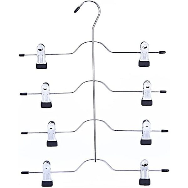 Bukserækker Hanger - 4 Lags Nederdel Hanger Med Justerbare Clips, Bukser Jeans Bukser Hanger Til Organisering Af Håndklæder, Nederdele Og Bukser Til Soveværelse Og Garderobe