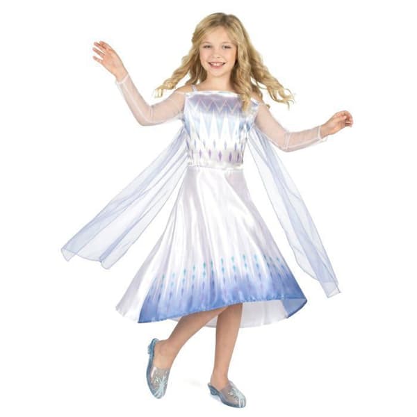 Klassisk vit Elsa Frost 2-dräkt för flickor 3-4 years