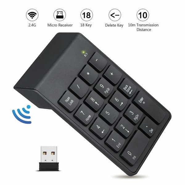 Trådlös USB-siffraplatta Numpad Numerisk knappsats Nummertangentbord för bärbar dator