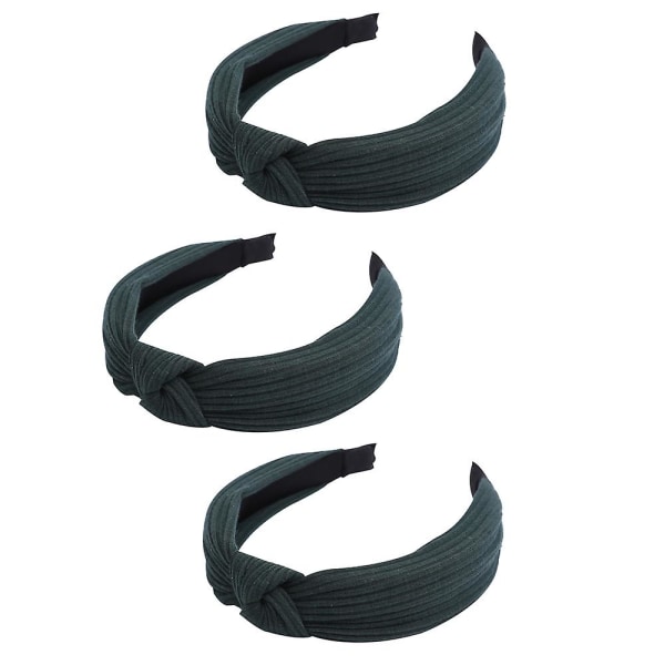 Huvudband för kvinnor Knutade pannband Träning Hårband Toppknut Huvudband för flickor Hårtillbehör för höstmode 3-pack dark green