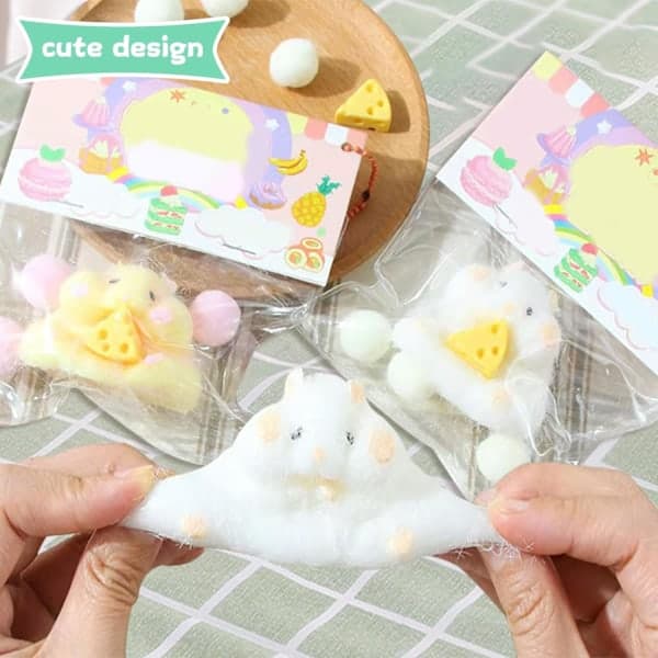 stk. Squishy Hamster, Bløde Hamster Stressbolde, Fidget Klemmelegetøj Hamster til Børn og Voksne Squishies Klemme Sensorisk Legetøj