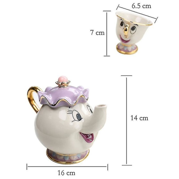Cartoon Ny Skönhet Och Odjuret Tekanna Mugg Te Set Födelsedagspresent 20cm Plate