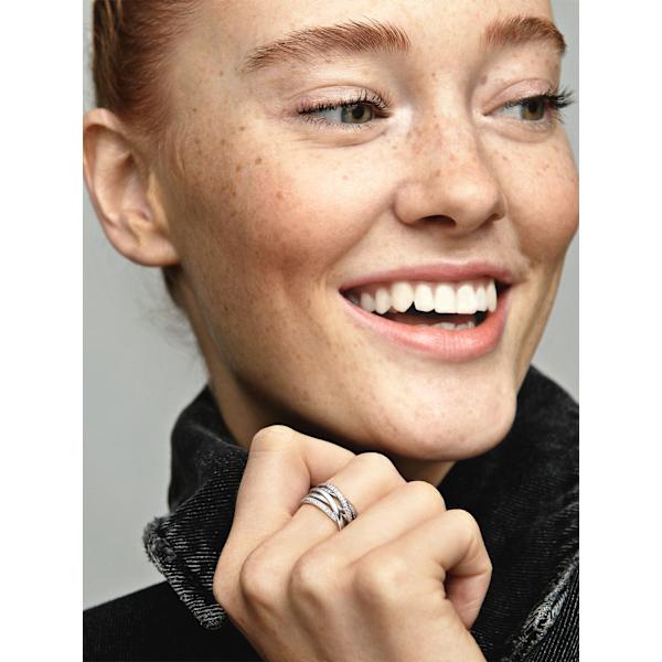 Pandora - Glitrende og Polerte Linjer Ring - Sterling sølv Circumference: 58mm