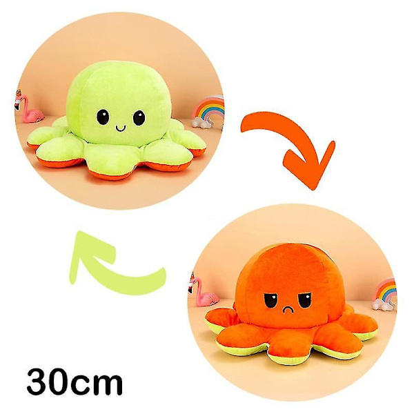 30/40cm Vändbar P-docka med dubbelsidigt mönster 30cm Green Orange