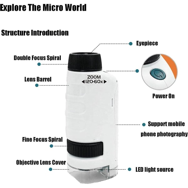 Minilabsters miniscope Kids, 2024 Mini Labsters kannettava mikroskooppi, miniskooppi, taskumikroskooppi, kädessä pidettävä mikroskooppi, miniskooppi kannettava mikroskooppi Green