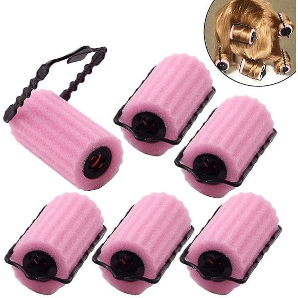 Hårspoler Svamp DIY Hårspoler Sett Hårspoler Små Magiske Krøllspoler Skumspoler (rosa) - 6 stk