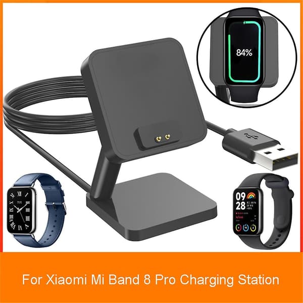 Strømadapter lader ladekabel stativ dokkingstasjon for Miband 8 Pro
