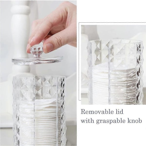 Kosmetik Vatrondel Holder, Transparent Diamantmønster Vatrondel Opbevaringsboks Container