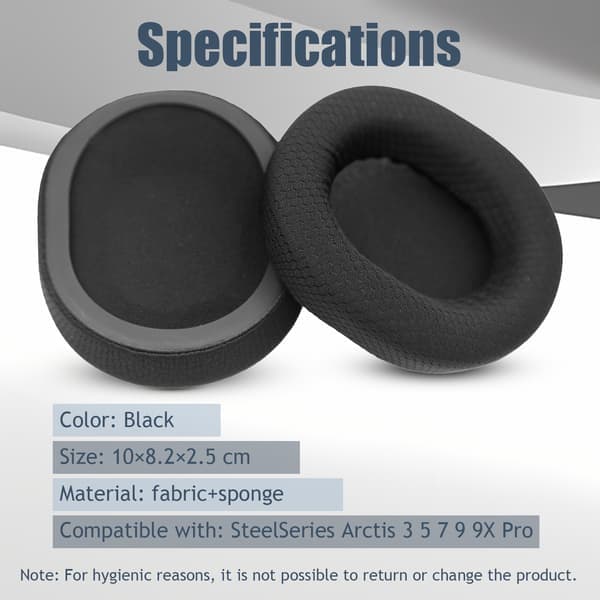 INF Ørepude til SteelSeries Arctis 3/5/7/9/9X/Pro Sort 1 par