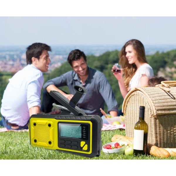 Kampiradio 4000mAh Powerbank LCD-näytöllä, aurinkokennot, taskulamppu-WELLNGS