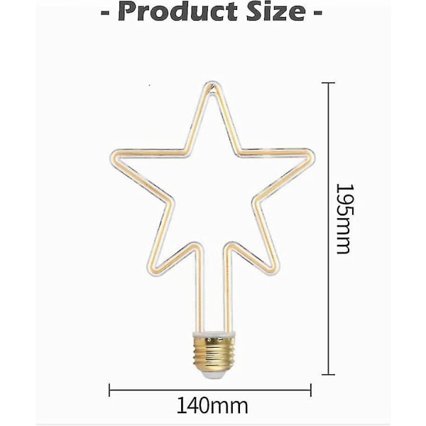 4W E27 Kreativ LED Pære med Stjerneformet Glødetråd Dekorativ Varmt Hvid 2700k AC 220v 360 Lysfordeling Hy