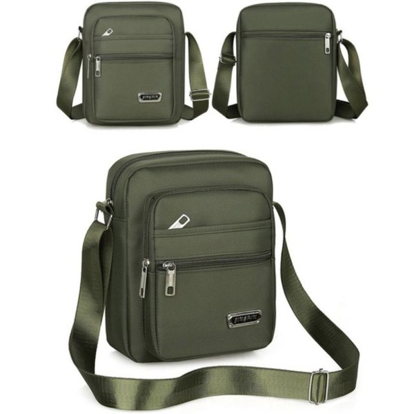 Crossbody-tasker til mænd, skuldertaske brown 6 zippers-6 zippers