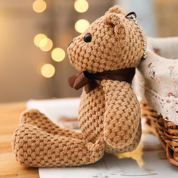 Wabjtam 18cm Nallebjörn Plyschleksaker Baby Söt Klänning Nyckelhänge Hänge Dockor Presenter Födelsedag Bröllopsfest Dekor Brun 1st