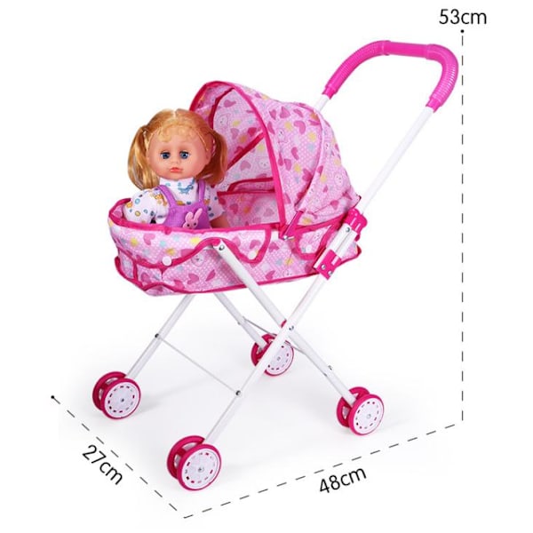 Babydocka Vagn, Matstol, Gungstol, Sving, Säng För Dockor Barnvagnsleksak (Docka Ingår Inte) - trolley