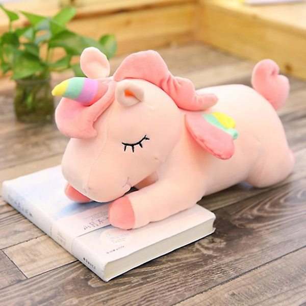 Många storlekar Enhörning Actionfigur Plyschleksak Krambar Docka Dockflicka Sovande Lång Kudde Söta Säng Flickor pink 30CM