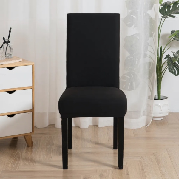 6 st stretch stolsöverdrag - tvättbara stretch matstolsöverdrag svart