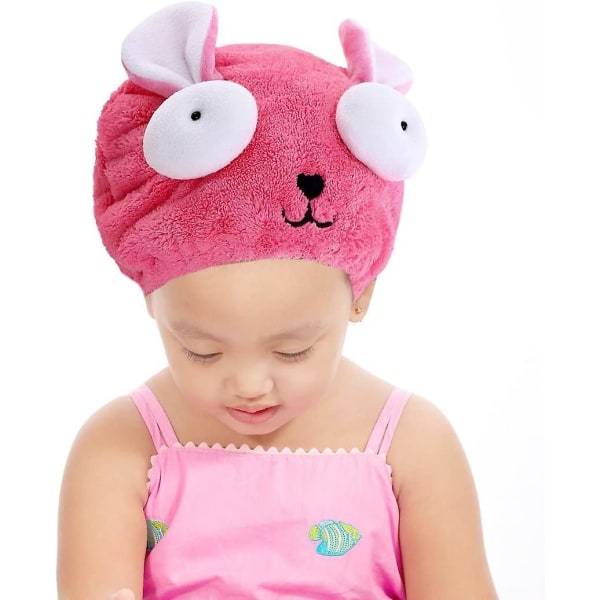 Tørre Hår Wrap Hat Sød Tegneserie Kanin Hår Tørring Håndklæde Til Børn Piger Badning Spa Svømning Turban Hatpink1pcs)