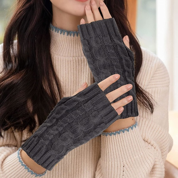 Kvinders fingerløse handsker, strikkede halvfingerløse vanter, vinterarmvarmergave