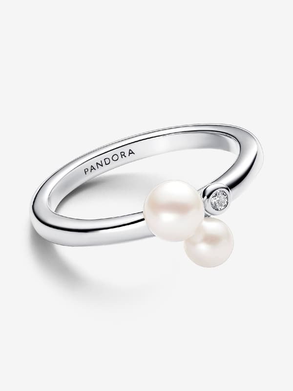 Pandora - Duo Ring med behandlade sötvattensodlade pärlor - Sterlingsilver Circumference: 50mm