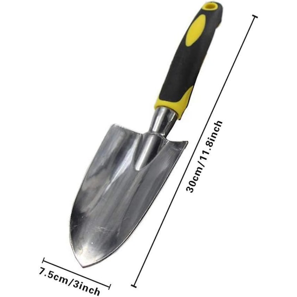 Hagespade håndspade med ergonomisk gummiert mykt sklisikkert håndtak for planting, omplanting, luking, flytting og utjevning av jord Hagegave