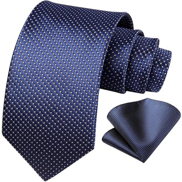 Bryllupsslips og lommer med prikker for menn, ekstra lang slips og lommetørklesett for menn Klassisk motebedrift
