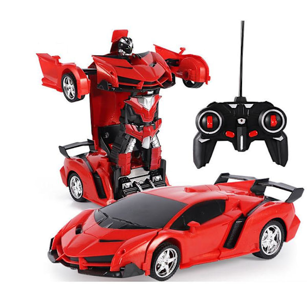 Transformerande leksaker för pojkar och flickor i åldrarna 5-7, fjärrstyrd bil som förvandlas till en robot, radiostyrd racerbil, robotfordon Red